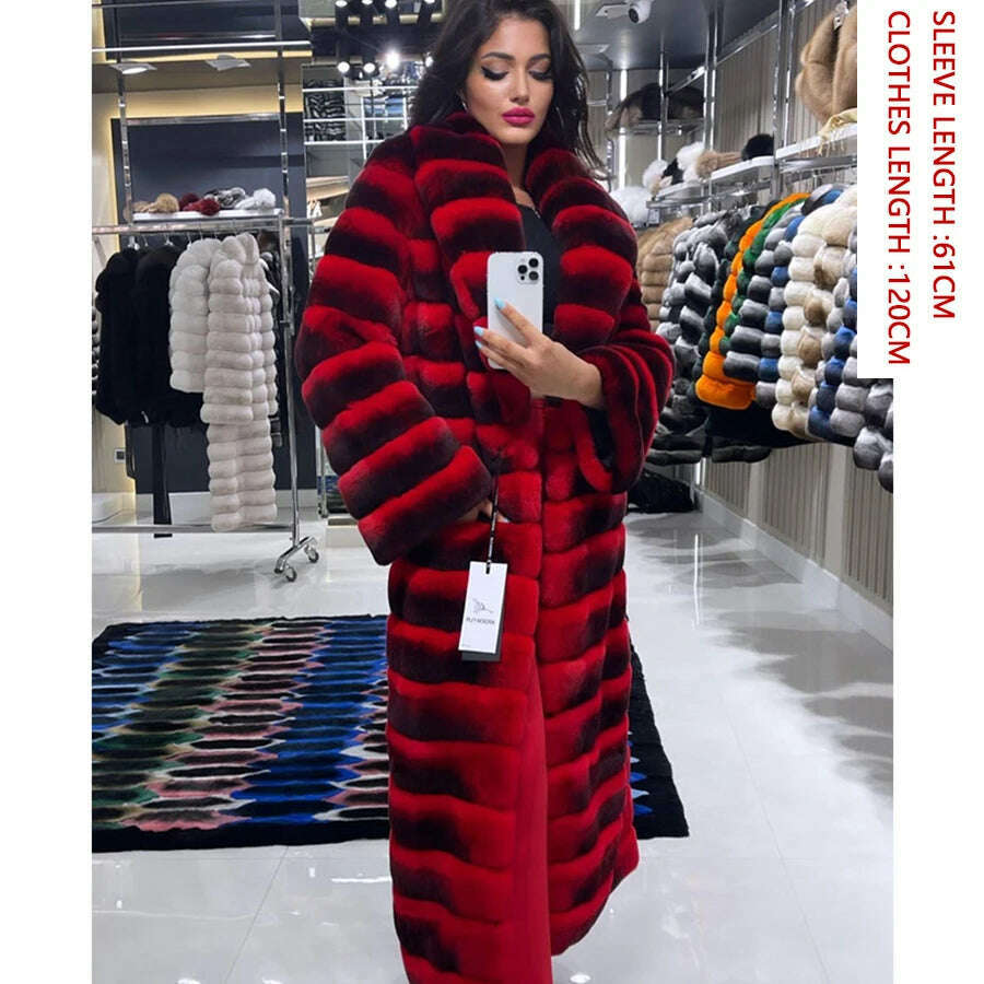 KIMLUD, Women's Long Winter Coat Chinchilla Luxury Real Rex Rabbit Fur Coats For Women Fur Coat Women Warm Best Seller, 5 / XXXL-BUST-120CM, KIMLUD Womens Clothes