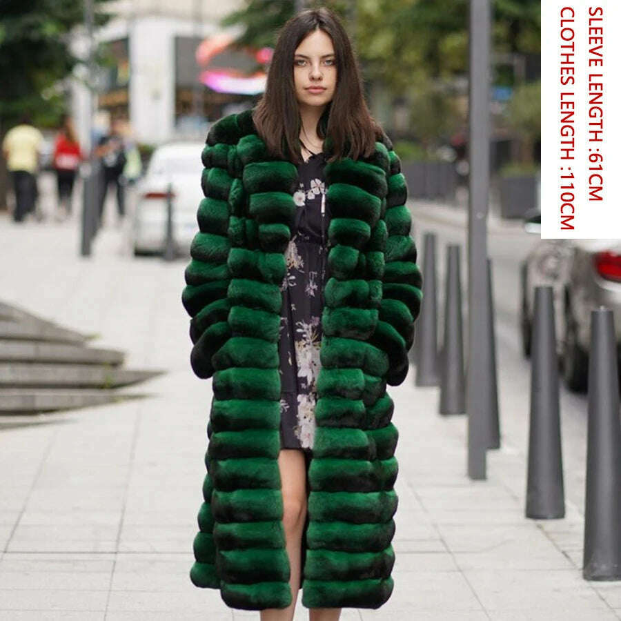 KIMLUD, Women's Long Winter Coat Chinchilla Luxury Real Rex Rabbit Fur Coats For Women Fur Coat Women Warm Best Seller, 4 / XXXL-BUST-120CM, KIMLUD Womens Clothes