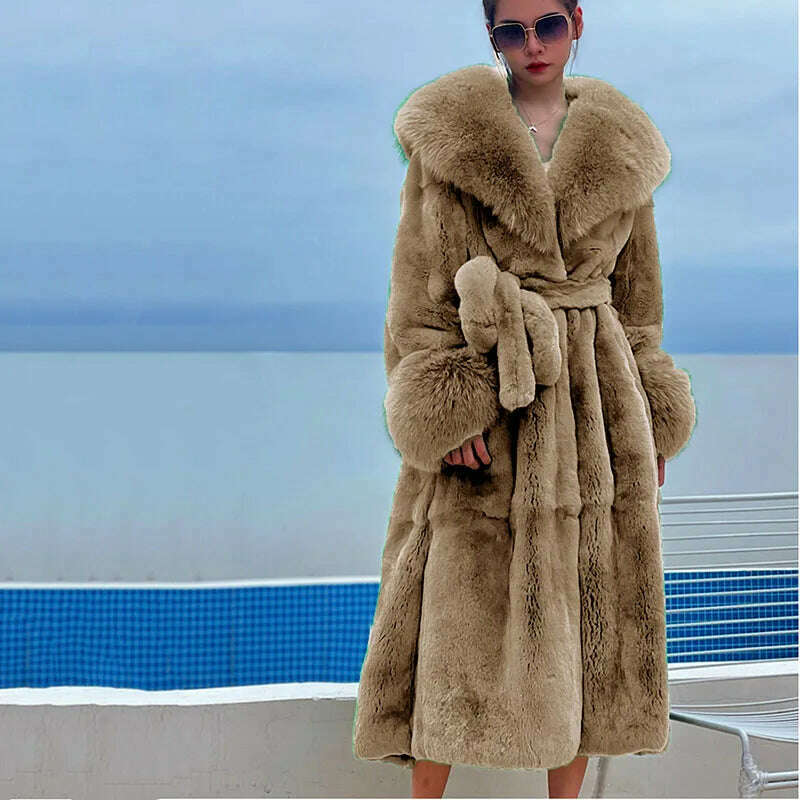 Women's Parker Winter Fur Warm Large Size Solid Color Fur & Faux Fur Women New Casual Long Sleeve Temperament Women Fur coat Y72 - KIMLUD