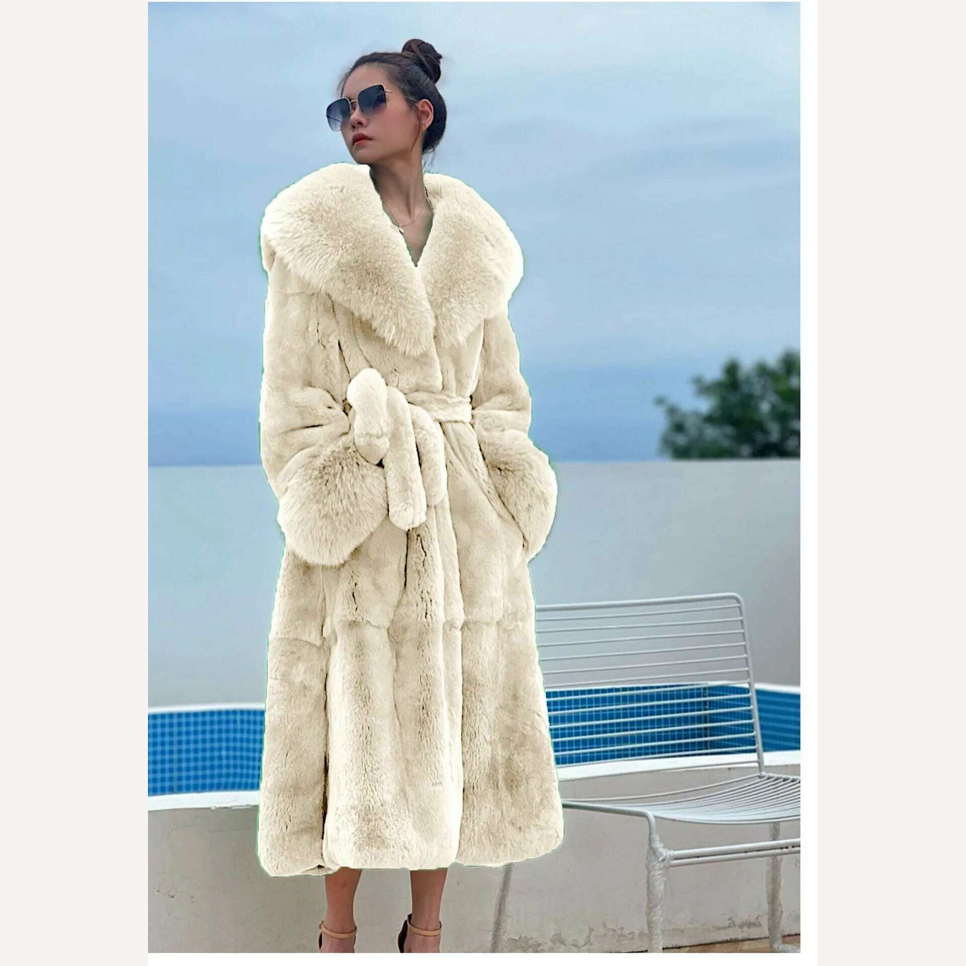 Women's Parker Winter Fur Warm Large Size Solid Color Fur & Faux Fur Women New Casual Long Sleeve Temperament Women Fur coat Y72 - KIMLUD