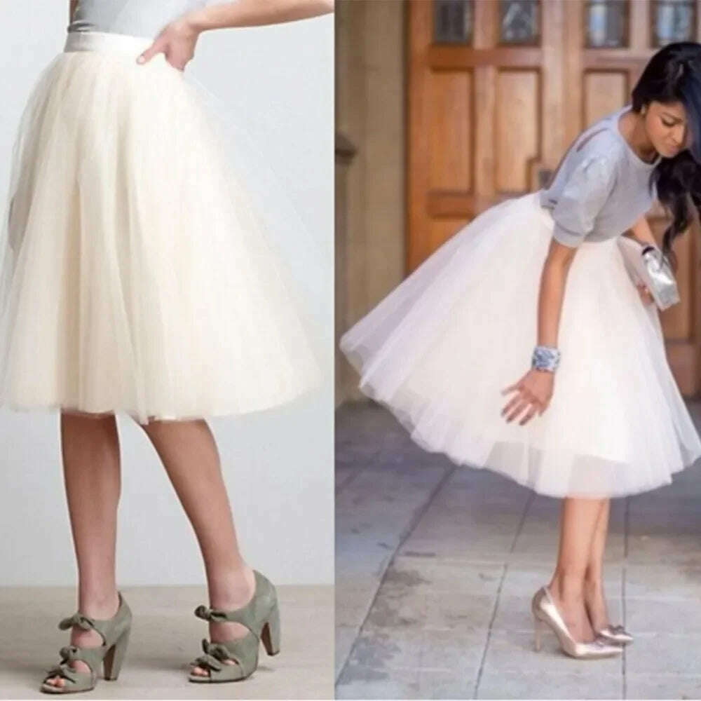 Women's Puffy Retro Vintage Crinoline Underskirt Tulle Tutu Skirt jupon Short Petticoats For Prom Party Dress Wedding - KIMLUD