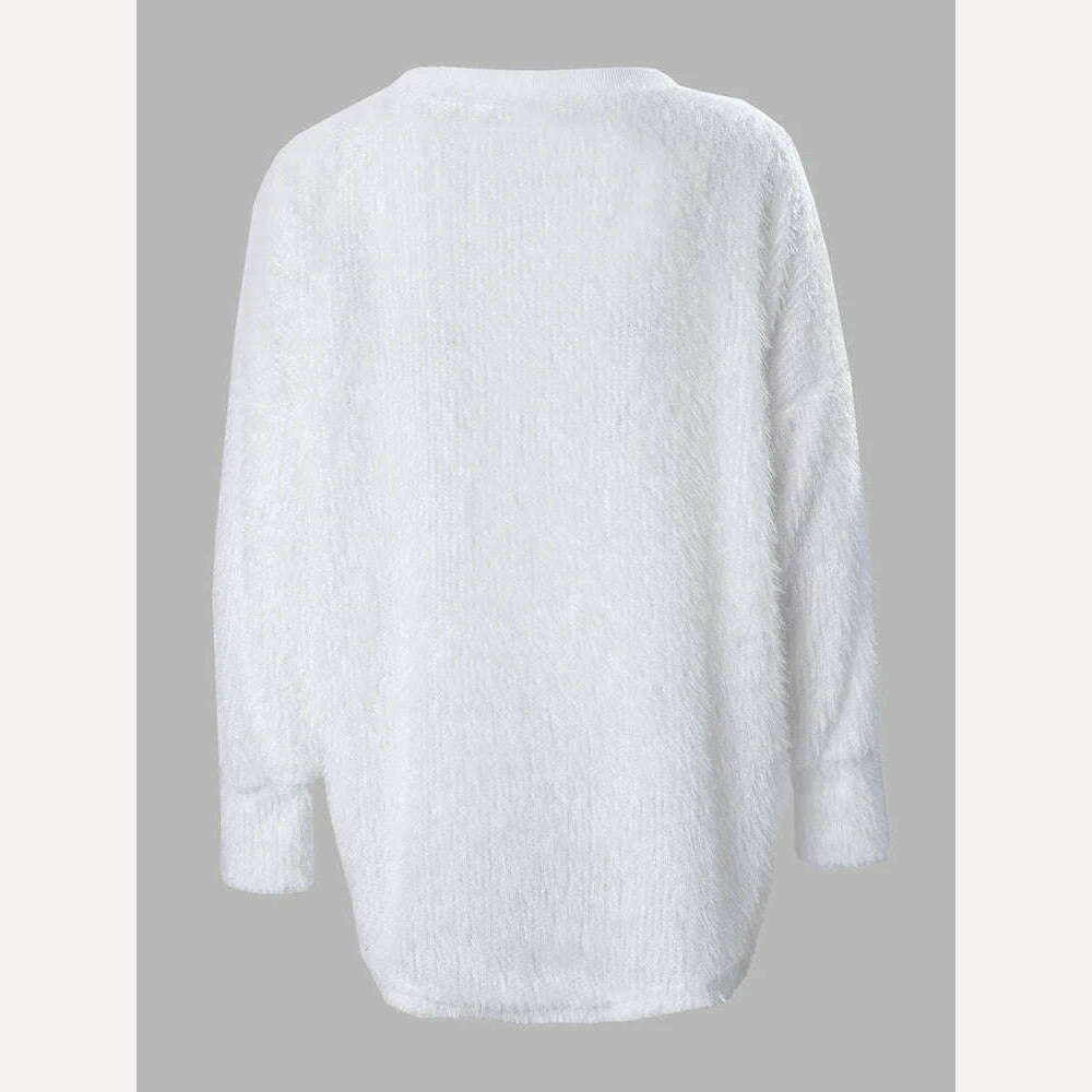 Women's Pullover Sweater Jumper Ribbed Knit Oversized Solid Color V Neck Stylish Casual Outdoor Daily Fall Winter - KIMLUD