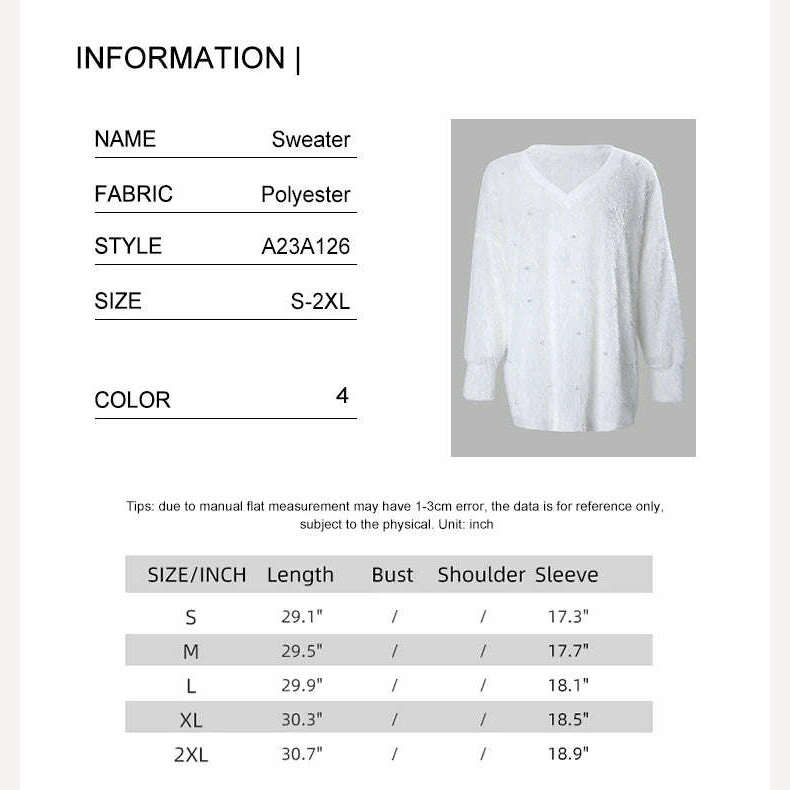 KIMLUD, Women's Pullover Sweater Jumper Ribbed Knit Oversized Solid Color V Neck Stylish Casual Outdoor Daily Fall Winter, KIMLUD Womens Clothes