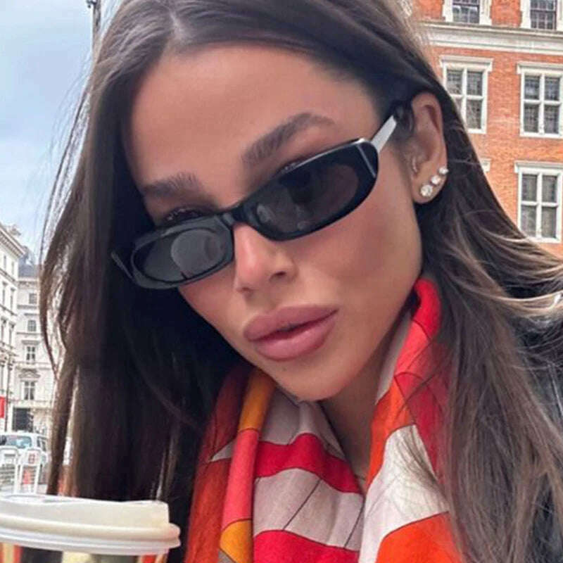 Women's Retro Oval Sunglasses Black Small Frame Fashion Brand Trendy Hot Points Sun Glasses Ladies Star Shades UV400 Eyewear - KIMLUD