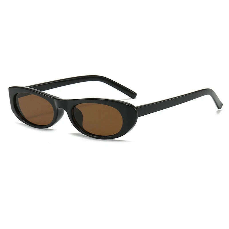 Women's Retro Oval Sunglasses Black Small Frame Fashion Brand Trendy Hot Points Sun Glasses Ladies Star Shades UV400 Eyewear - KIMLUD