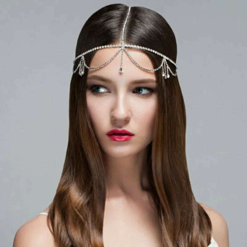 KIMLUD, Womens Rhinestone Tassel Hair Accessories Bridal Party Headwear, KIMLUD Womens Clothes