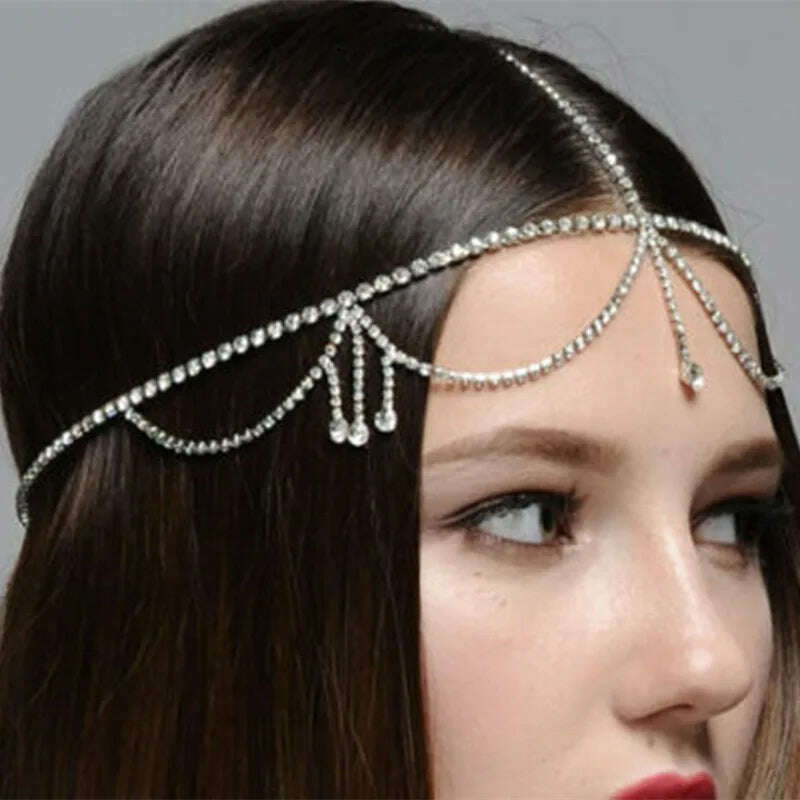KIMLUD, Womens Rhinestone Tassel Hair Accessories Bridal Party Headwear, KIMLUD Womens Clothes