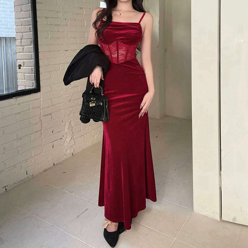 KIMLUD, Women's Sexy Style Christmas New Year's Suede Lace Dress Clip Dress Includes Glove Style Skirt CF23660LL/CF23649GN, KIMLUD Womens Clothes