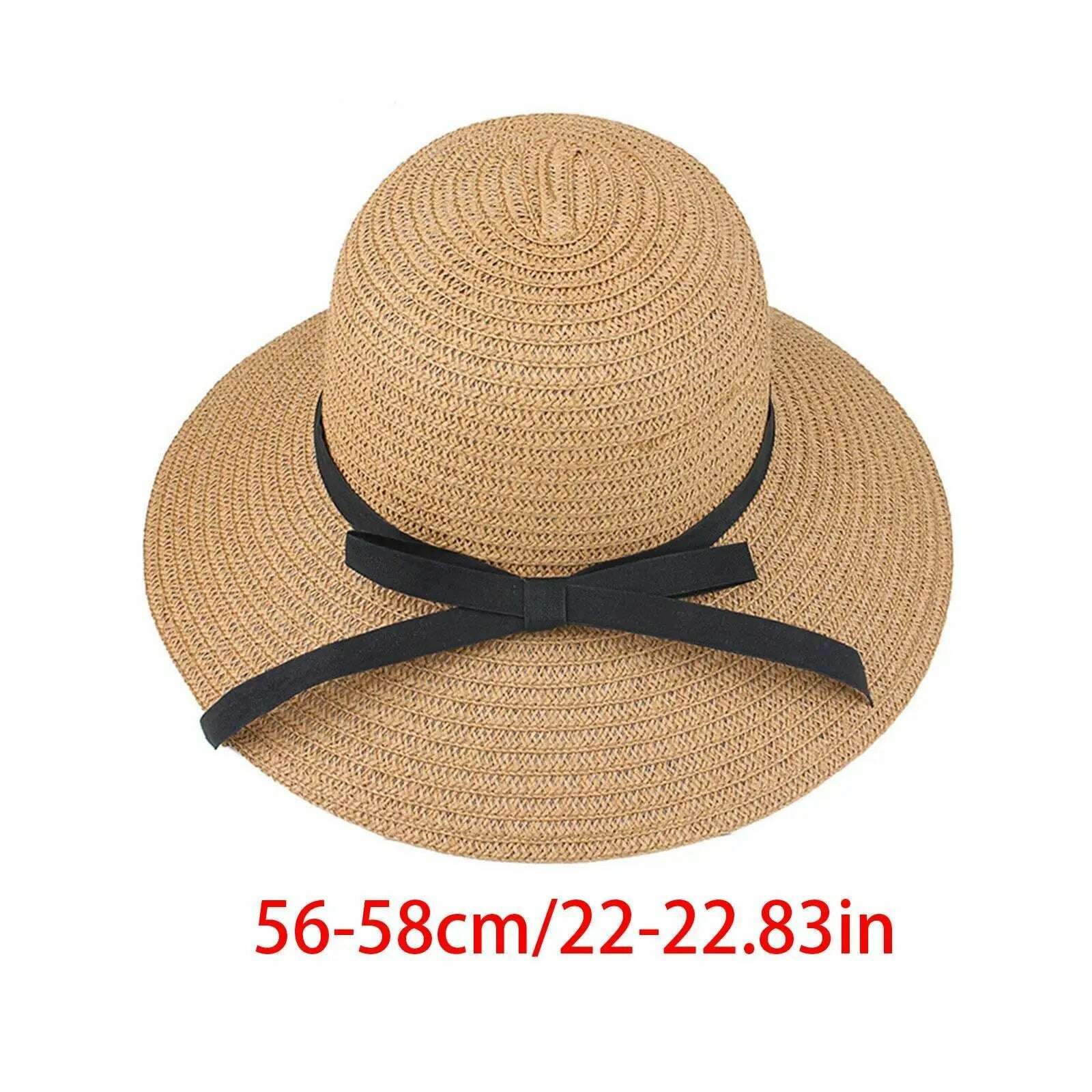KIMLUD, Women's Straw Sun Hat Wide Brim Flat Beach Hat Summer Sun Protection Cowboy Style Hat Rolled Up Packable Panama Hats, B style Khaki / One Size / China, KIMLUD Womens Clothes