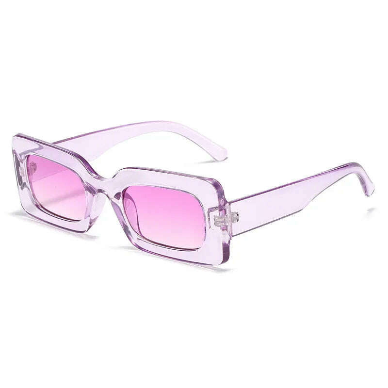 Women's Sunglasses 2022 Fashion Vintage Rectangle Frame Purple Pink Square Glasses Girls Sun Glasses Ladies Eyewear UV400 - KIMLUD