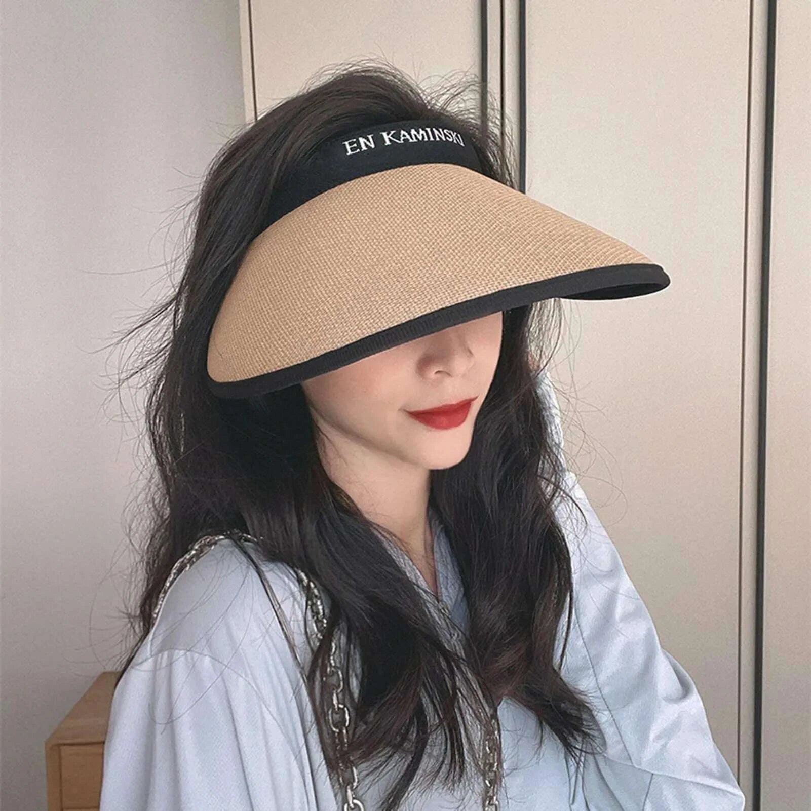 Women's Sunshade Hat Wide Brim Traveling Beach Sun Visor Hat Casual Breathable Sunshade Hat Women Summer Decor
