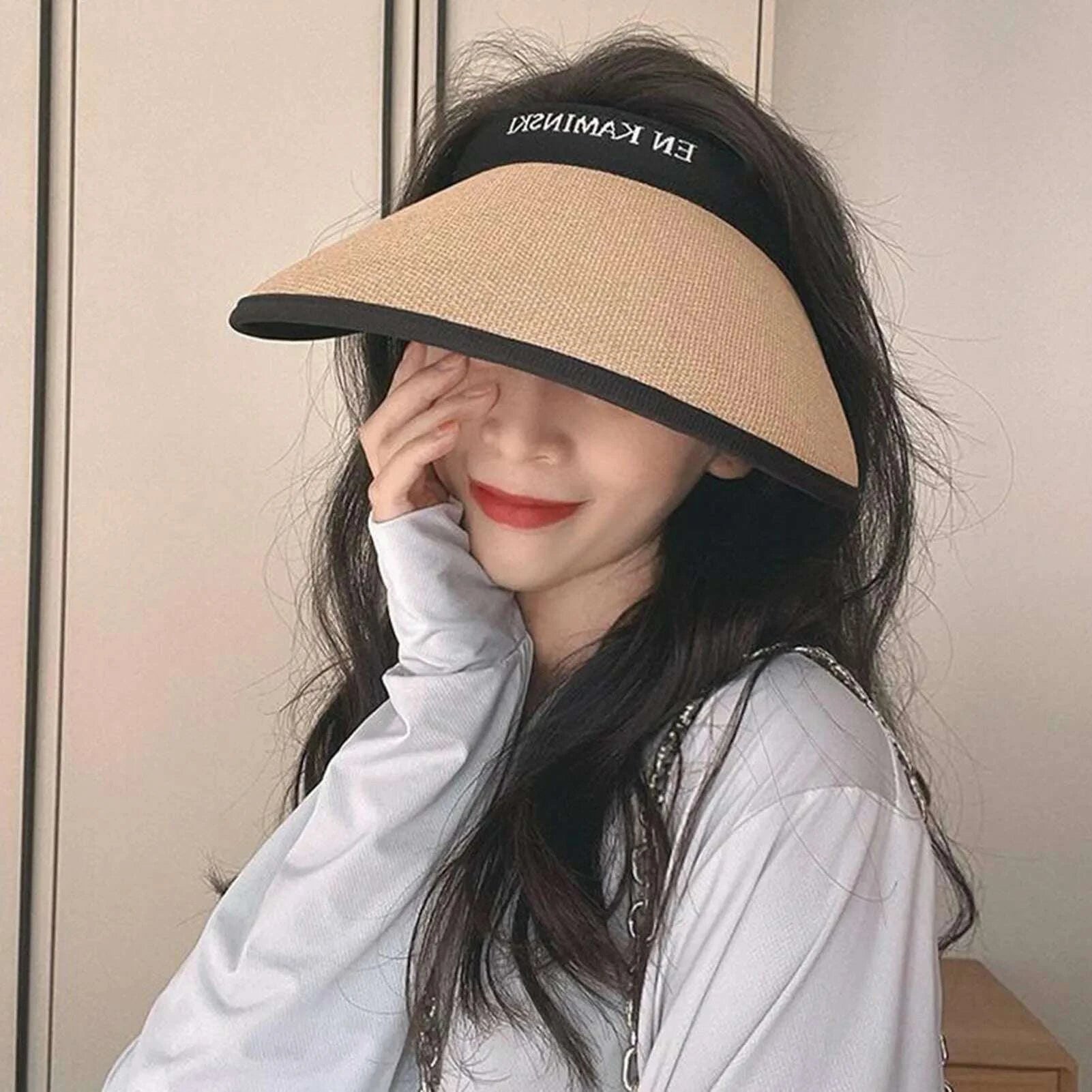 Women's Sunshade Hat Wide Brim Traveling Beach Sun Visor Hat Casual Breathable Sunshade Hat Women Summer Decor