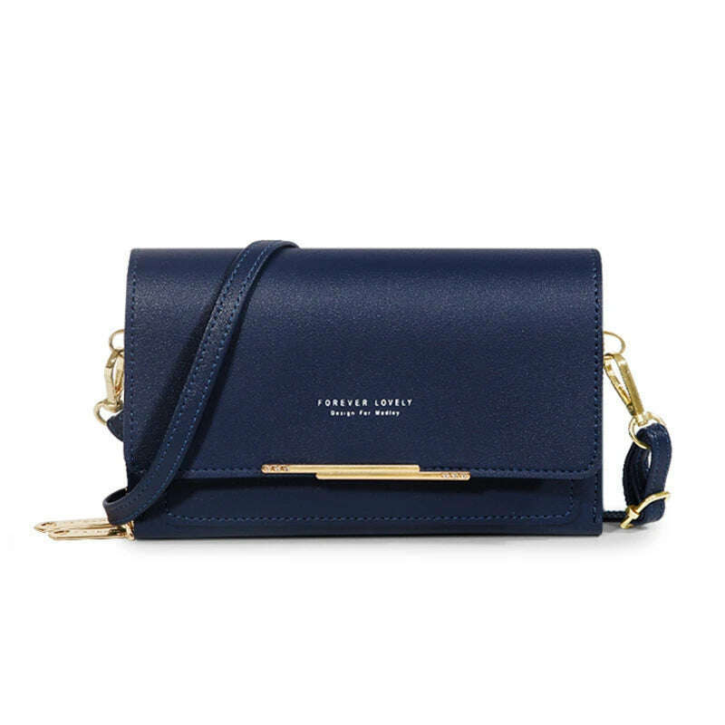 KIMLUD, Women's Wallet Korean Handbag Multi Card Large Capacity Casual Shoulder Bag Mobile Phone Packet Fashion New Style, dark blue, KIMLUD Women's Clothes
