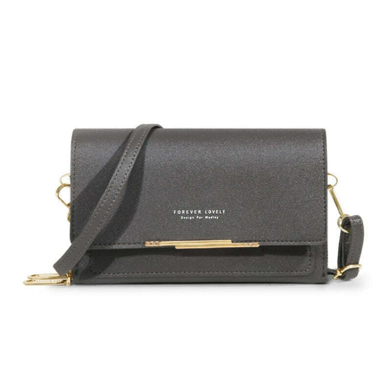 KIMLUD, Women's Wallet Korean Handbag Multi Card Large Capacity Casual Shoulder Bag Mobile Phone Packet Fashion New Style, dark gray, KIMLUD Womens Clothes