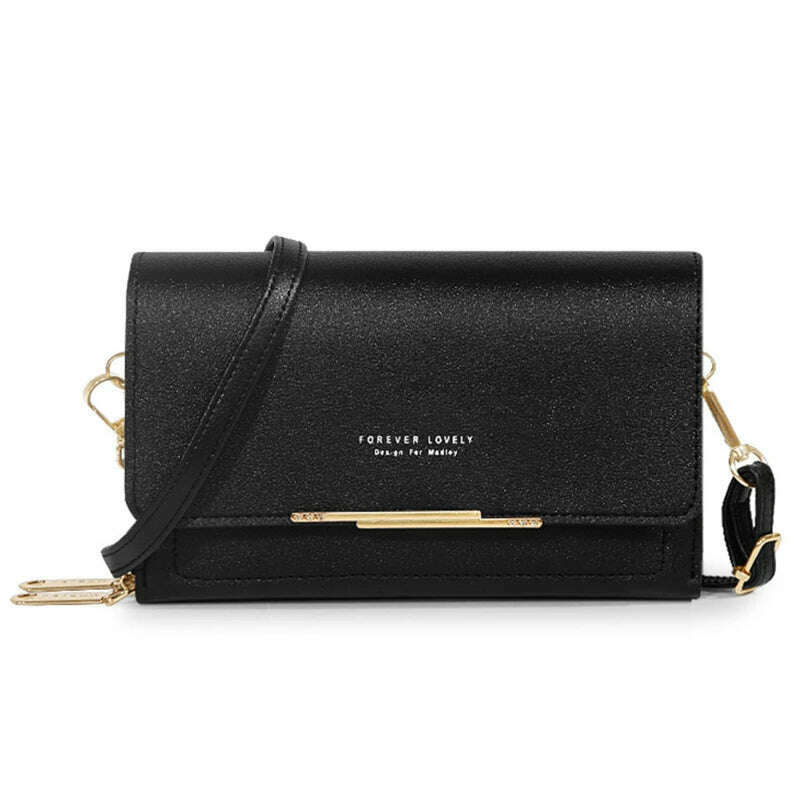 KIMLUD, Women's Wallet Korean Handbag Multi Card Large Capacity Casual Shoulder Bag Mobile Phone Packet Fashion New Style, black, KIMLUD Women's Clothes
