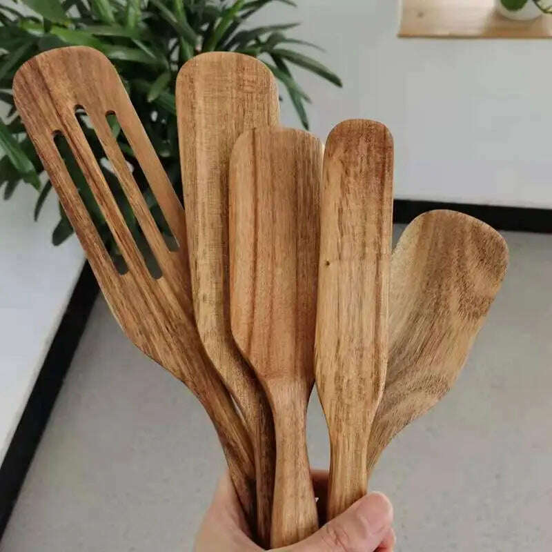 KIMLUD, Wooden Spatula Rice Spoon Non-Stick Cookware For Cooking Pan Kitchen Cooking Tool Frying Steak Sauce Shovel, KIMLUD Womens Clothes