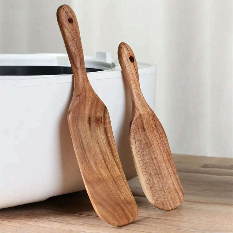 KIMLUD, Wooden Spatula Rice Spoon Non-Stick Cookware For Cooking Pan Kitchen Cooking Tool Frying Steak Sauce Shovel, KIMLUD Womens Clothes