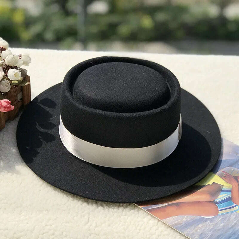 wool fedora for women men fedoras lady hat two toned felt church hat unisex bowknot jazz hat for men and women wholesale price - KIMLUD