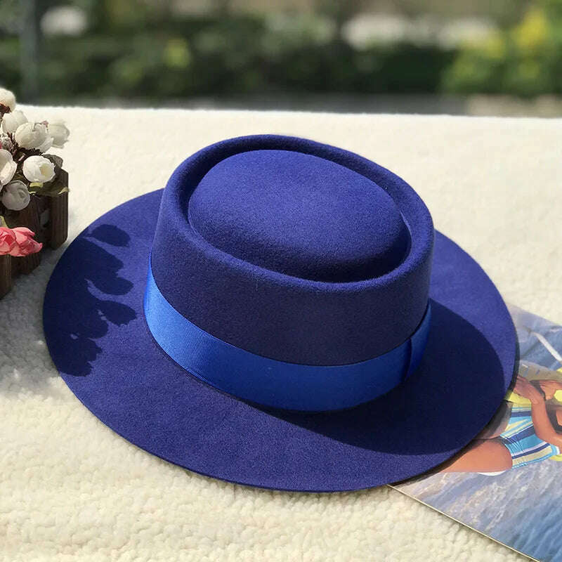 wool fedora for women men fedoras lady hat two toned felt church hat unisex bowknot jazz hat for men and women wholesale price - KIMLUD