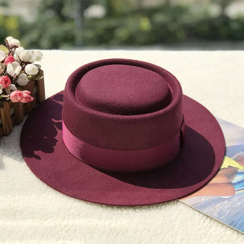 KIMLUD, wool fedora for women men fedoras lady hat two toned felt church hat unisex  bowknot  jazz hat for men and women wholesale price, 46 / 55-58cm, KIMLUD Womens Clothes