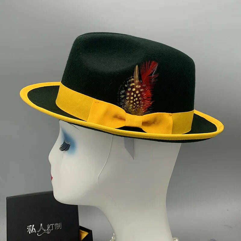 wool fedora for women men fedoras lady hat two toned felt church hat unisex bowknot jazz hat for men and women wholesale price - KIMLUD