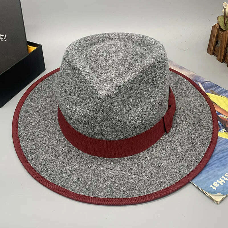 KIMLUD, wool fedora for women men fedoras lady hat two toned felt church hat unisex  bowknot  jazz hat for men and women wholesale price, 5 / 55-58cm, KIMLUD Womens Clothes