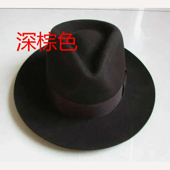 Wool Fedora Hat Unisex Felt Fedoras Hats Adult Fashion Trilby Hats Popular Headwear Wool Fedora Trilby Hats Man&#39;s Cap B-8130 - KIMLUD