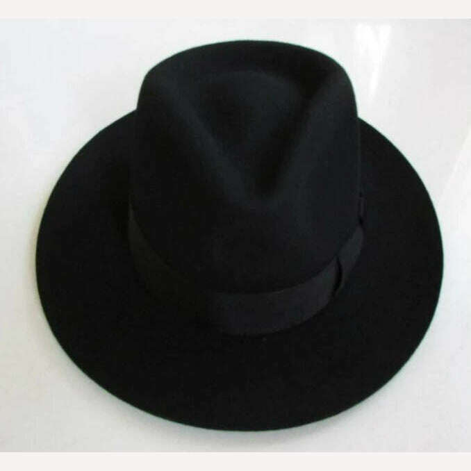 KIMLUD, Wool Fedora Hat Unisex Felt Fedoras Hats Adult Fashion Trilby Hats Popular Headwear Wool Fedora Trilby Hats Man&#39;s Cap  B-8130, Black / 55CM, KIMLUD Womens Clothes