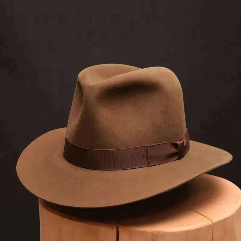 KIMLUD, Wool Fedora Hat Vintage Soft Felt Hats Men Trilby Hats Popular Headwear Man's Cap Retro Fedora Hat Women NZ354, KIMLUD Womens Clothes