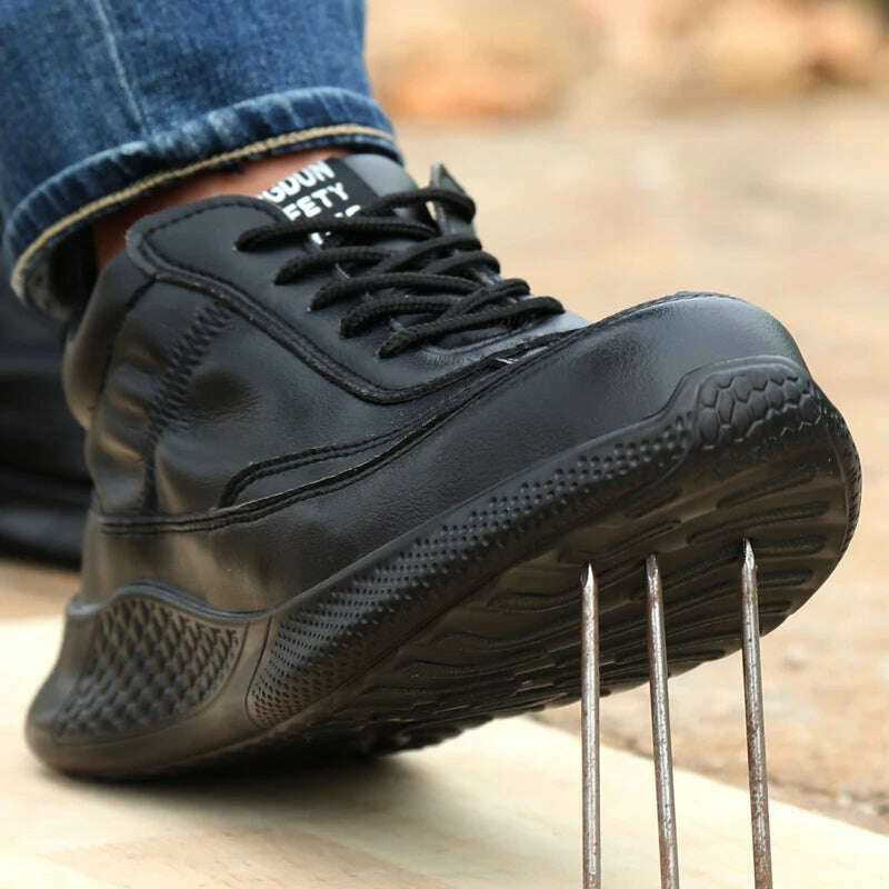 Work Safety Shoes Men Lightweight Breathable Soft Comfortable Indestructible Steel Toe Stab-Resistant Wearable Security Boots - KIMLUD