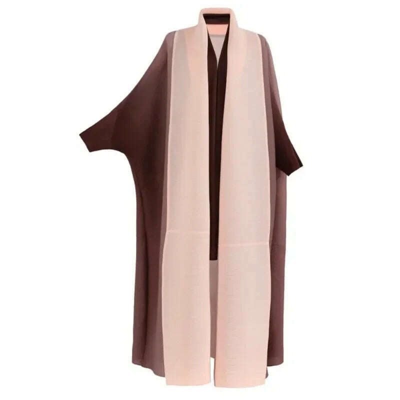 KIMLUD, Wrinkled Women's Windbreaker Jacket Bat Sleeve Scarf Collar, Gradient Long Robe Fashion Retro Coats and Jackets Women, KIMLUD Womens Clothes
