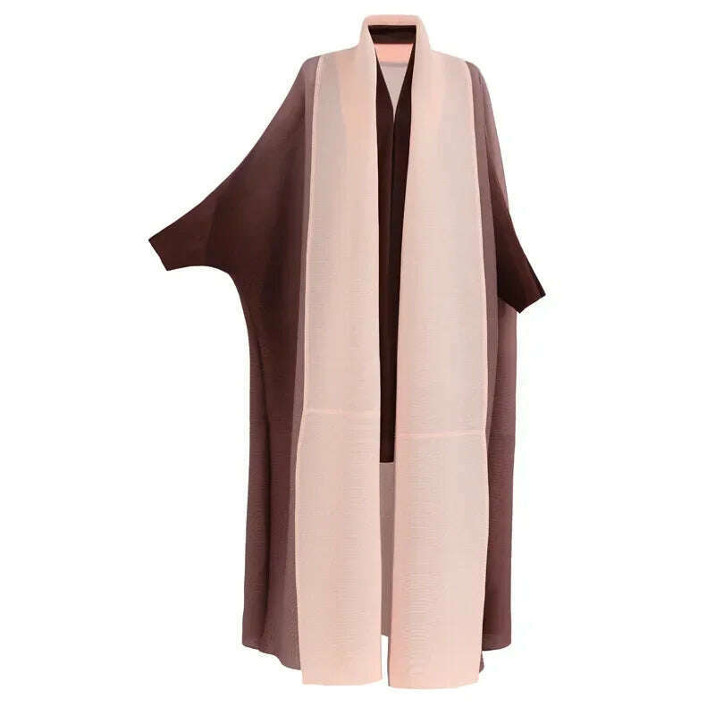 KIMLUD, Wrinkled Women's Windbreaker Jacket Bat Sleeve Scarf Collar, Gradient Long Robe Fashion Retro Coats and Jackets Women, Coffee / One Size, KIMLUD Women's Clothes