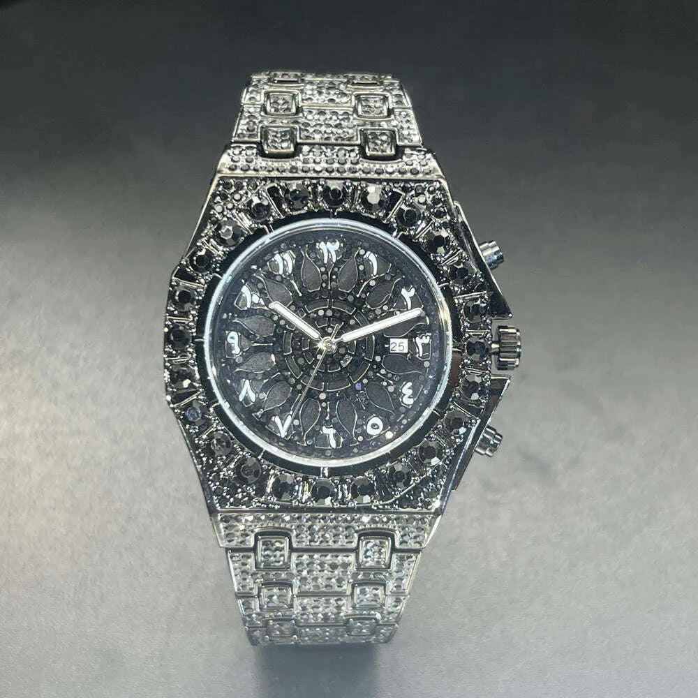 Wristwatch Full Diamond Alloy Case Green Dial | KIMLUD