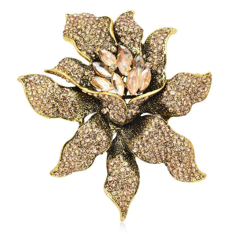 KIMLUD, Wuli&baby Big Rhinestone Flower Brooches For Women Unisex 3-color Beautiful Sparkling Flower Party Brooch Pin Gifts, KIMLUD Womens Clothes