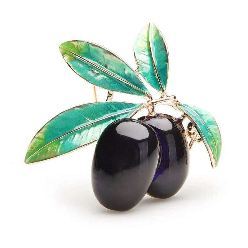 KIMLUD, Wuli&baby Purple Olives Enamel Brooches Women Men Alloy  Plants  Banquet Party Brooch Girls' Bag Hat Accessories, KIMLUD Womens Clothes