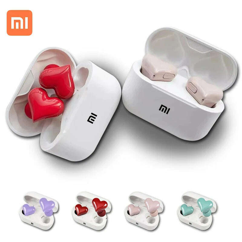 KIMLUD, XIAOMI Heart Shape Wireless Earphones TWS Earbuds Bluetooth-compatible Headset Women Fashion Gaming Student Headphones Girl Gift, KIMLUD Womens Clothes