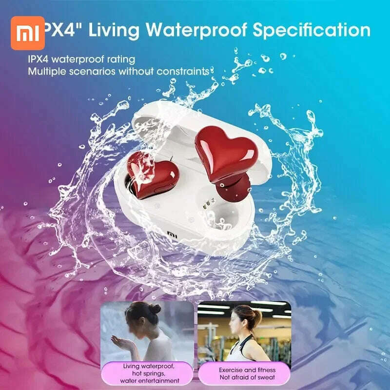 KIMLUD, XIAOMI Heart Shape Wireless Earphones TWS Earbuds Bluetooth-compatible Headset Women Fashion Gaming Student Headphones Girl Gift, KIMLUD Womens Clothes