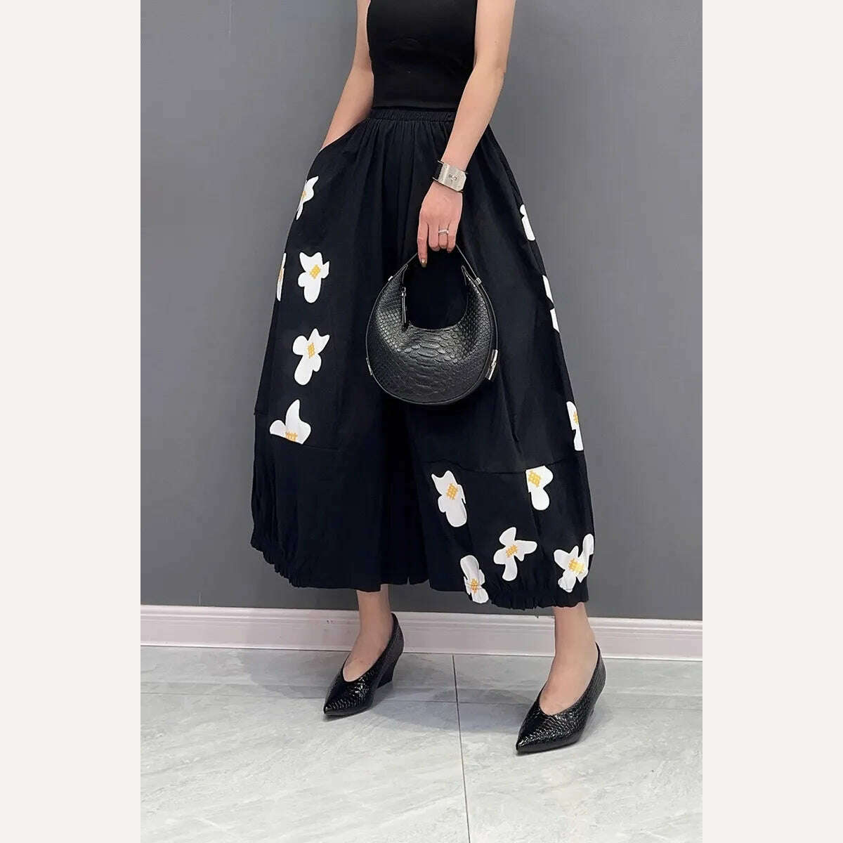 KIMLUD, XITAO Casual Print Ankle-length Pants Appear Thin All-match Women 2023 Summer New Arrival Loose Trend Ankle-length Pants HQQ0828, KIMLUD Womens Clothes