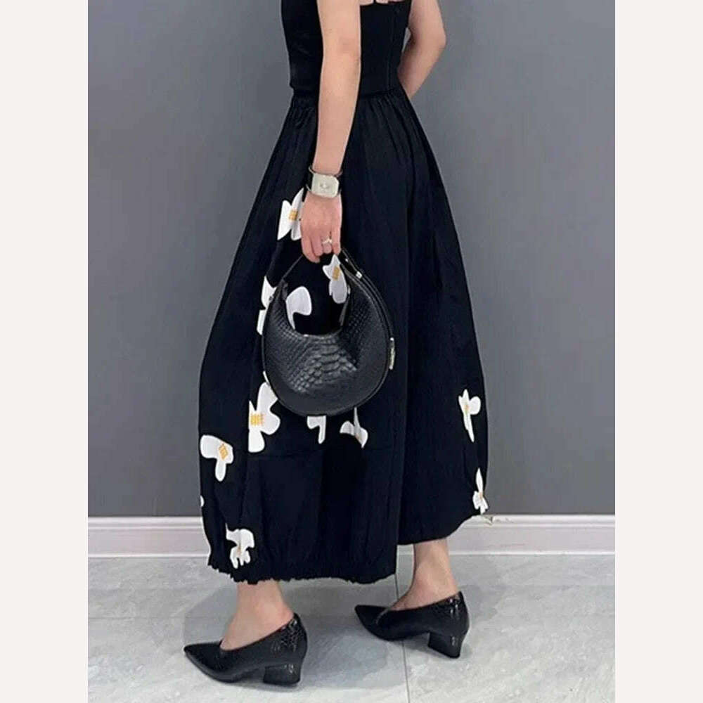 KIMLUD, XITAO Casual Print Ankle-length Pants Appear Thin All-match Women 2023 Summer New Arrival Loose Trend Ankle-length Pants HQQ0828, KIMLUD Womens Clothes