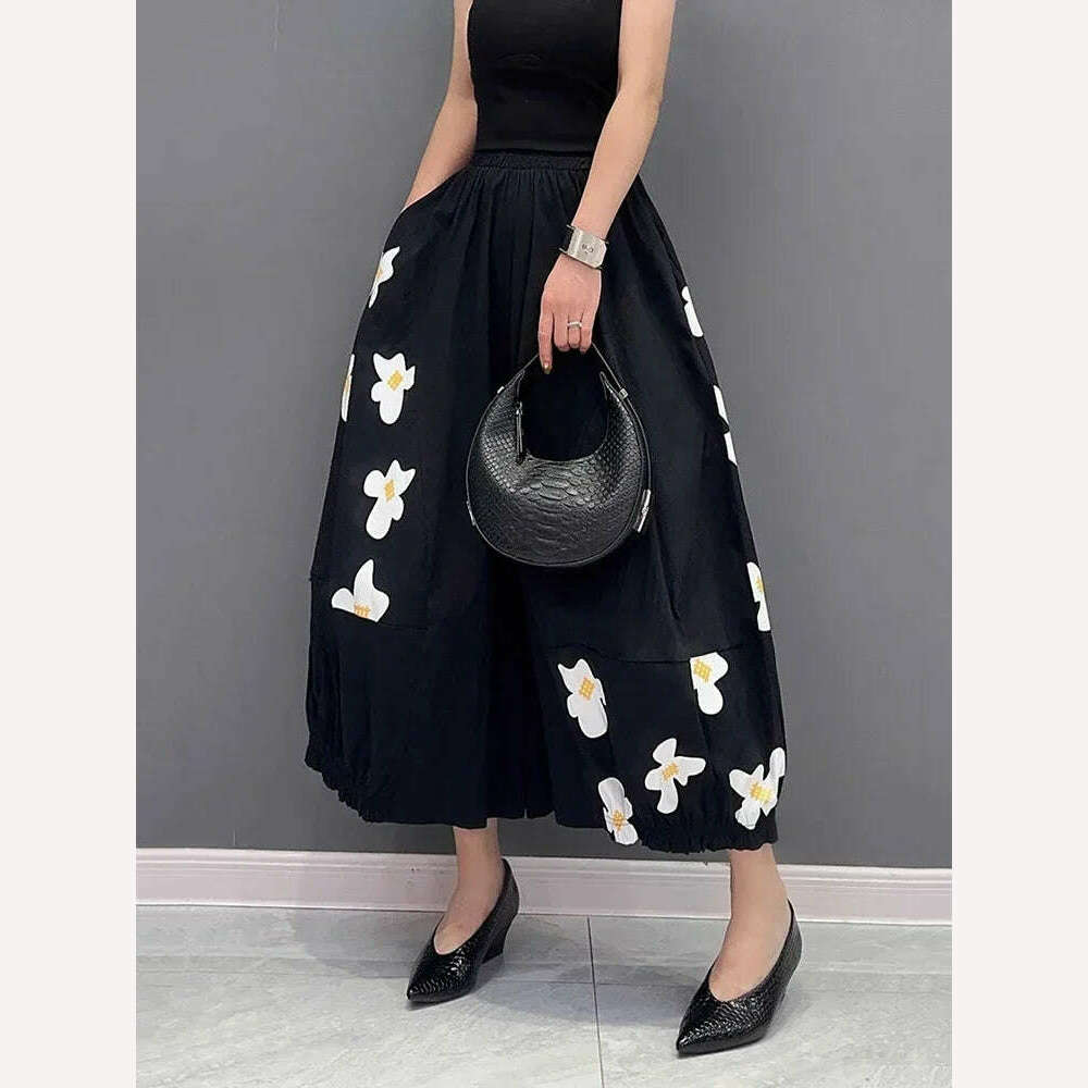 KIMLUD, XITAO Casual Print Ankle-length Pants Appear Thin All-match Women 2023 Summer New Arrival Loose Trend Ankle-length Pants HQQ0828, KIMLUD Womens Clothes