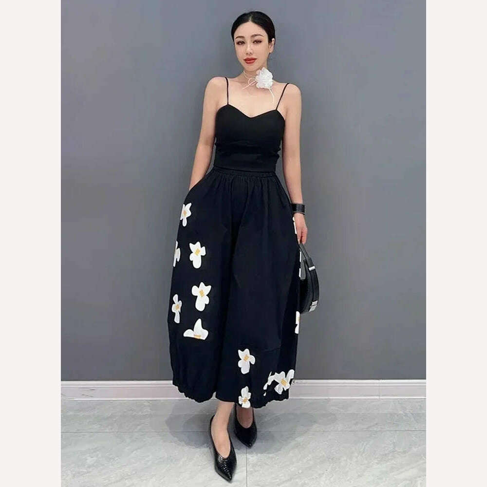 KIMLUD, XITAO Casual Print Ankle-length Pants Appear Thin All-match Women 2023 Summer New Arrival Loose Trend Ankle-length Pants HQQ0828, KIMLUD Womens Clothes
