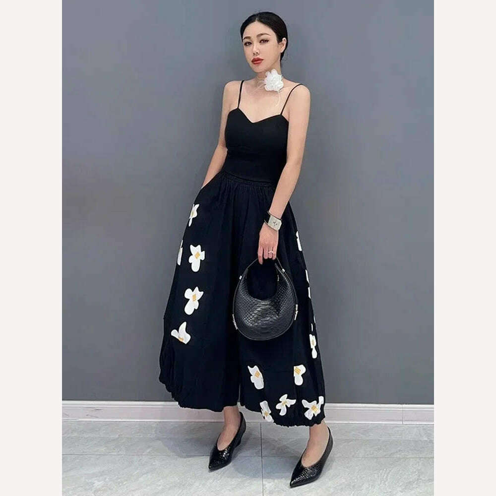 KIMLUD, XITAO Casual Print Ankle-length Pants Appear Thin All-match Women 2023 Summer New Arrival Loose Trend Ankle-length Pants HQQ0828, KIMLUD Womens Clothes