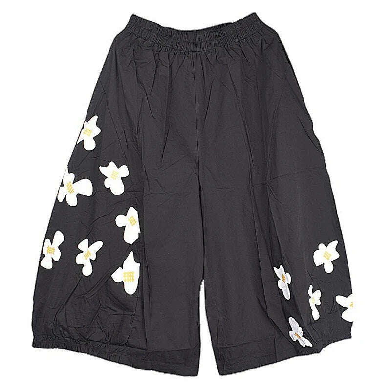 KIMLUD, XITAO Casual Print Ankle-length Pants Appear Thin All-match Women 2023 Summer New Arrival Loose Trend Ankle-length Pants HQQ0828, black  HQQ0828 / One Size, KIMLUD APPAREL - Womens Clothes
