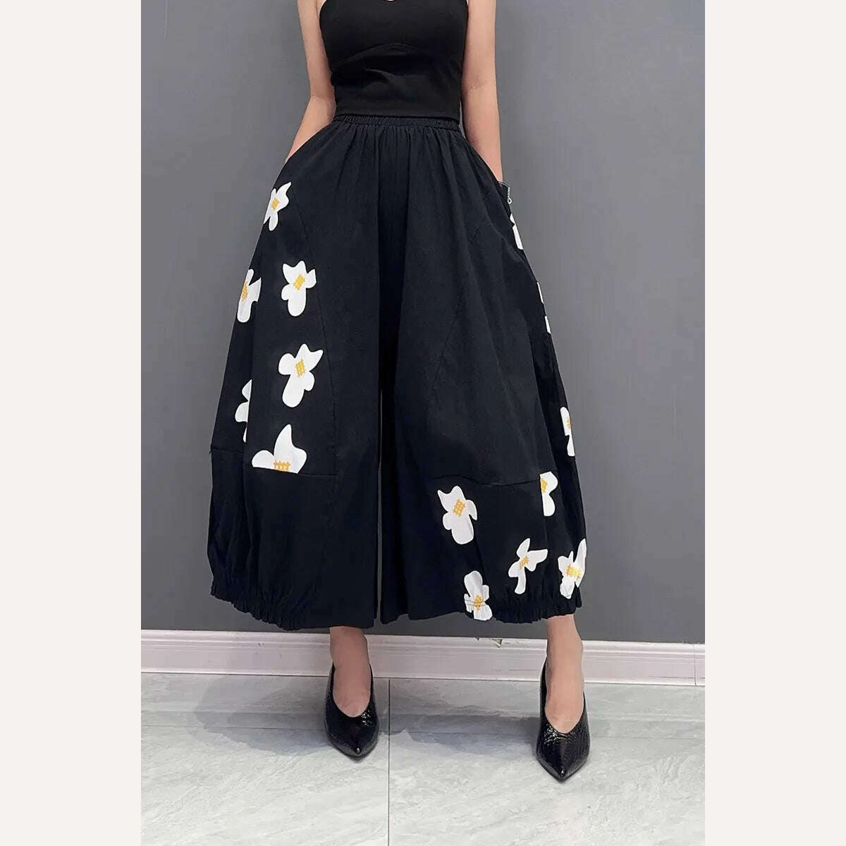 KIMLUD, XITAO Casual Print Ankle-length Pants Appear Thin All-match Women 2023 Summer New Arrival Loose Trend Ankle-length Pants HQQ0828, KIMLUD Womens Clothes