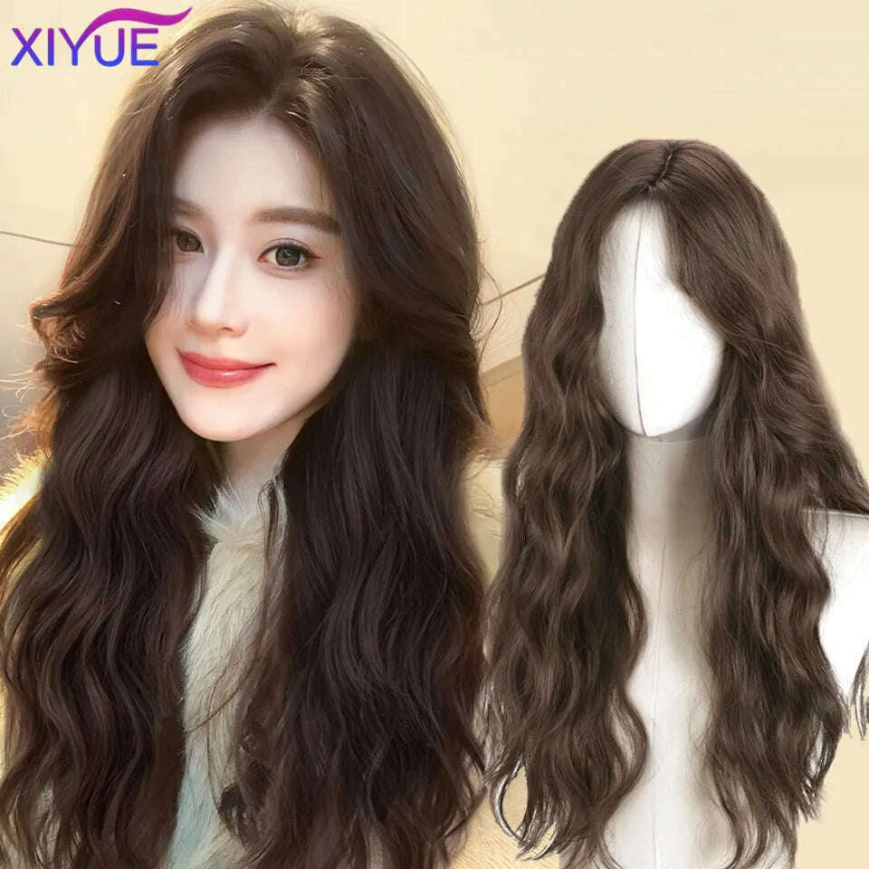 KIMLUD, XUTYE Wig Women's Long Hair Full Head Set with Natural Synthetic Hair Water Ripple Daily Full Top Wig Set, KIMLUD Womens Clothes