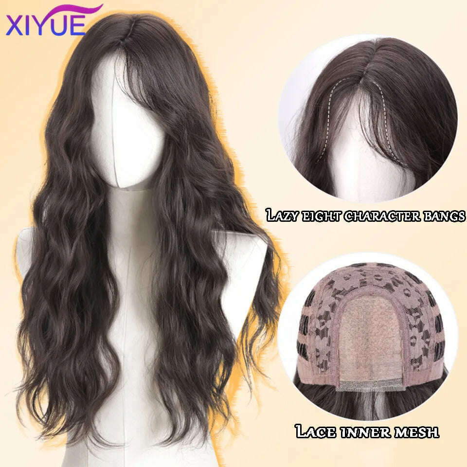 KIMLUD, XUTYE Wig Women's Long Hair Full Head Set with Natural Synthetic Hair Water Ripple Daily Full Top Wig Set, KIMLUD Womens Clothes