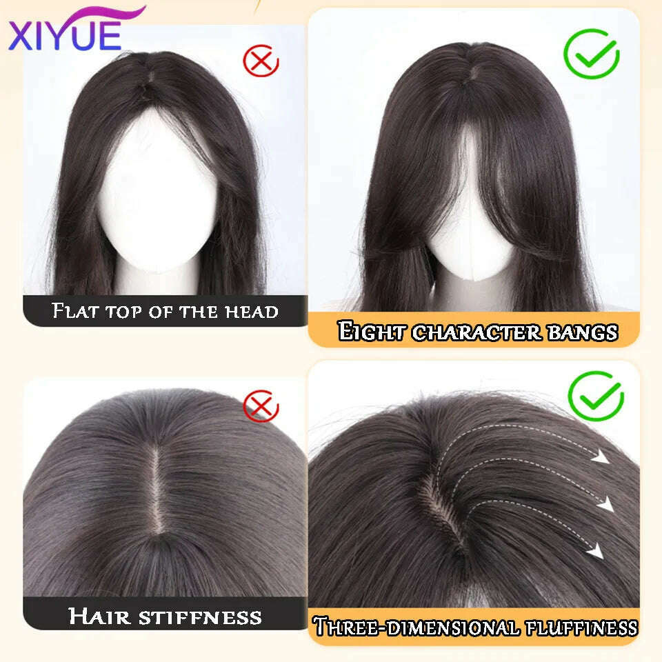 KIMLUD, XUTYE Wig Women's Long Hair Full Head Set with Natural Synthetic Hair Water Ripple Daily Full Top Wig Set, KIMLUD Womens Clothes