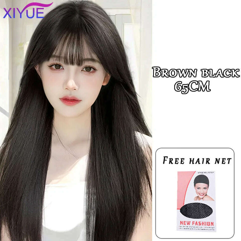 KIMLUD, XUTYE Wig Women's Long Hair Full Head Set with Natural Synthetic Hair Water Ripple Daily Full Top Wig Set, #144 / Free gift, KIMLUD Womens Clothes