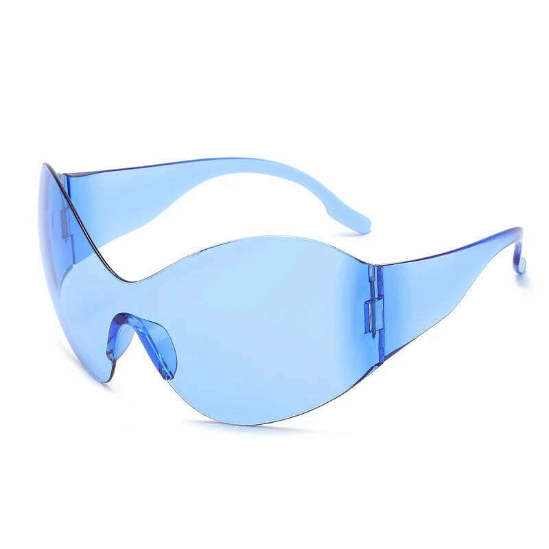 Y2K One Piece Punk Goggle Sunglasses Female Male Luxury Brand Designer Silver Sport Sun Glasses Oversized Eyewear Shades UV400 - KIMLUD