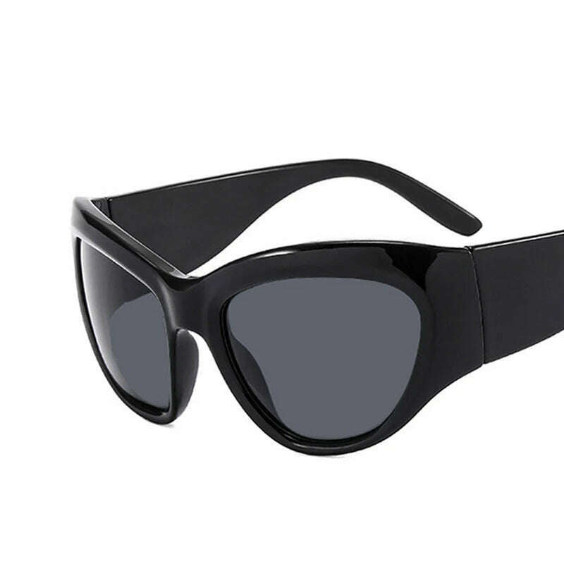 KIMLUD, Y2K Punk Women Men Mirror Sunglasses Futuristic Steampunk Luxury Brand Designer Vintage Shades UV400 Eyewear, Black, KIMLUD APPAREL - Womens Clothes